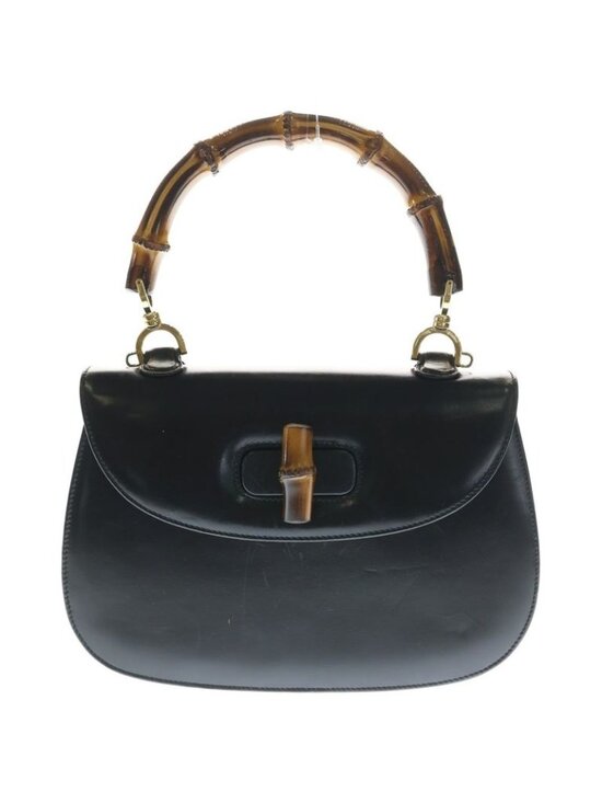 Gucci Handbags - Gucci Bamboo 2-Way Shoulder Bag Black Leather Vintage